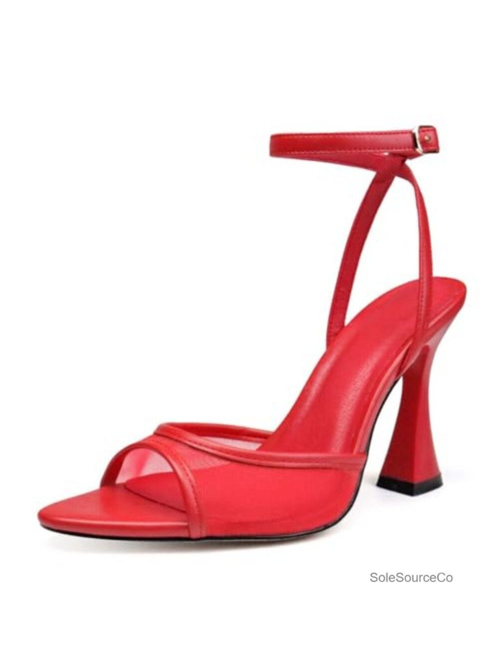 Women's Pointed Open Toe Heeled Sandals Chunky Block Kitten Heels Ankle Strap